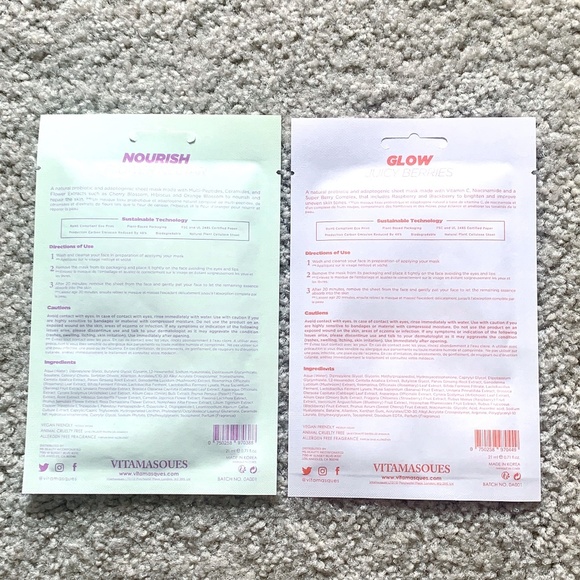 Vitamasques Nourish & Glow Sheet Masks Set of 2 - Picture 2 of 2